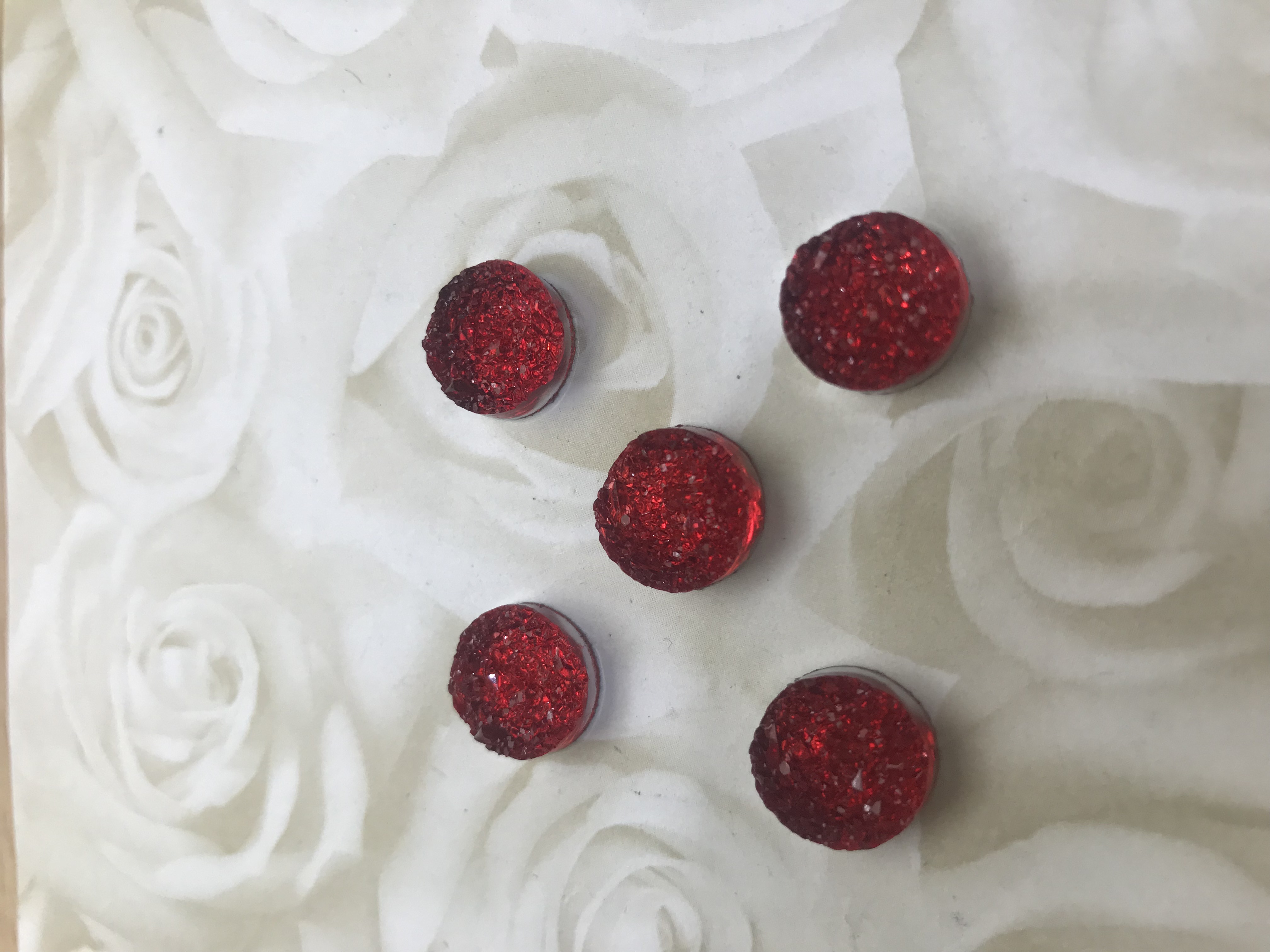Ruby Red Druzy 12mm Cabochons